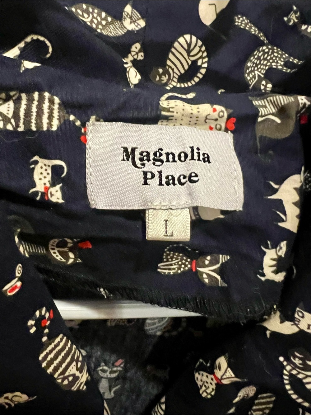 Magnolia Place Navy Cat Print Women’s Dress